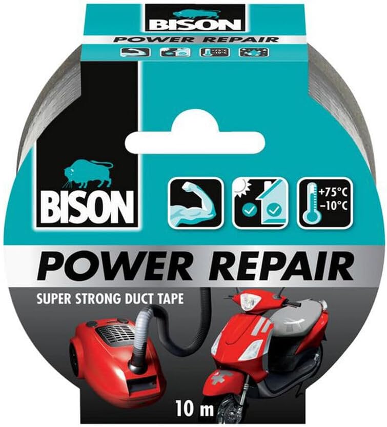 BISON Power Repair Super Strong Duct Tape 10m, Grey - Al Kabayel Discount CentreBISON Power Repair Super Strong Duct Tape 10m, GreyTapes & Packaging TapesBISONAl Kabayel Discount Centre