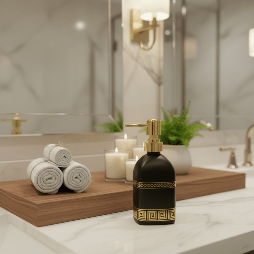 Black Ceramic & Plastic Soap Dispenser – 450ml - Al Kabayel Discount CentreBlack Ceramic & Plastic Soap Dispenser – 450mlHolders & DispensersAKDCAl Kabayel Discount Centre