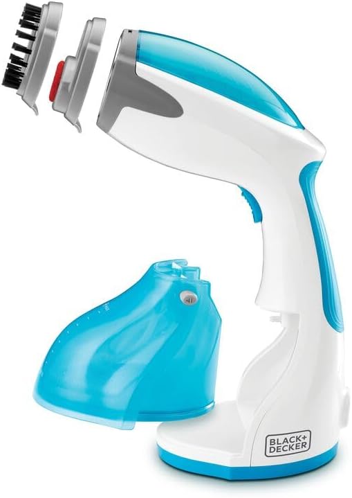 Black & Decker - Handheld Fabric Steamer with Steam Jet Button and Lint Remover 1200W 260ml White/Blue - Al Kabayel Discount CentreBlack & Decker - Handheld Fabric Steamer with Steam Jet Button and Lint Remover 1200W 260ml White/BlueIrons & SteamersBLACK & DECKERAl Kabayel Discount Centre