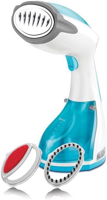 Black & Decker - Handheld Fabric Steamer with Steam Jet Button and Lint Remover 1200W 260ml White/Blue - Al Kabayel Discount CentreBlack & Decker - Handheld Fabric Steamer with Steam Jet Button and Lint Remover 1200W 260ml White/BlueIrons & SteamersBLACK & DECKERAl Kabayel Discount Centre