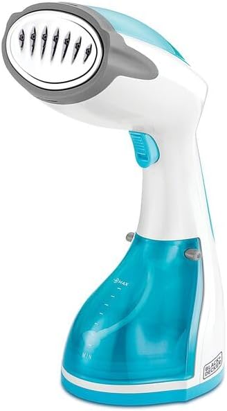 Black & Decker - Handheld Fabric Steamer with Steam Jet Button and Lint Remover 1200W 260ml White/Blue - Al Kabayel Discount CentreBlack & Decker - Handheld Fabric Steamer with Steam Jet Button and Lint Remover 1200W 260ml White/BlueIrons & SteamersBLACK & DECKERAl Kabayel Discount Centre