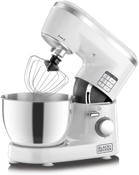 Black & Decker Kitchen Stand Mixer Machine, 1000W Power, 4L Large Capacity, Stainless Steel Bowl, 6 Speed Settings for Perfect Baking Results, Easy Mixing & Kneading, SM1000 - B5 - Al Kabayel Discount CentreBlack & Decker Kitchen Stand Mixer Machine, 1000W Power, 4L Large Capacity, Stainless Steel Bowl, 6 Speed Settings for Perfect Baking Results, Easy Mixing & Kneading, SM1000 - B5Blenders, Mixers & Food ProcessorsBLACK & DECKERAl Kabayel Discount Centre