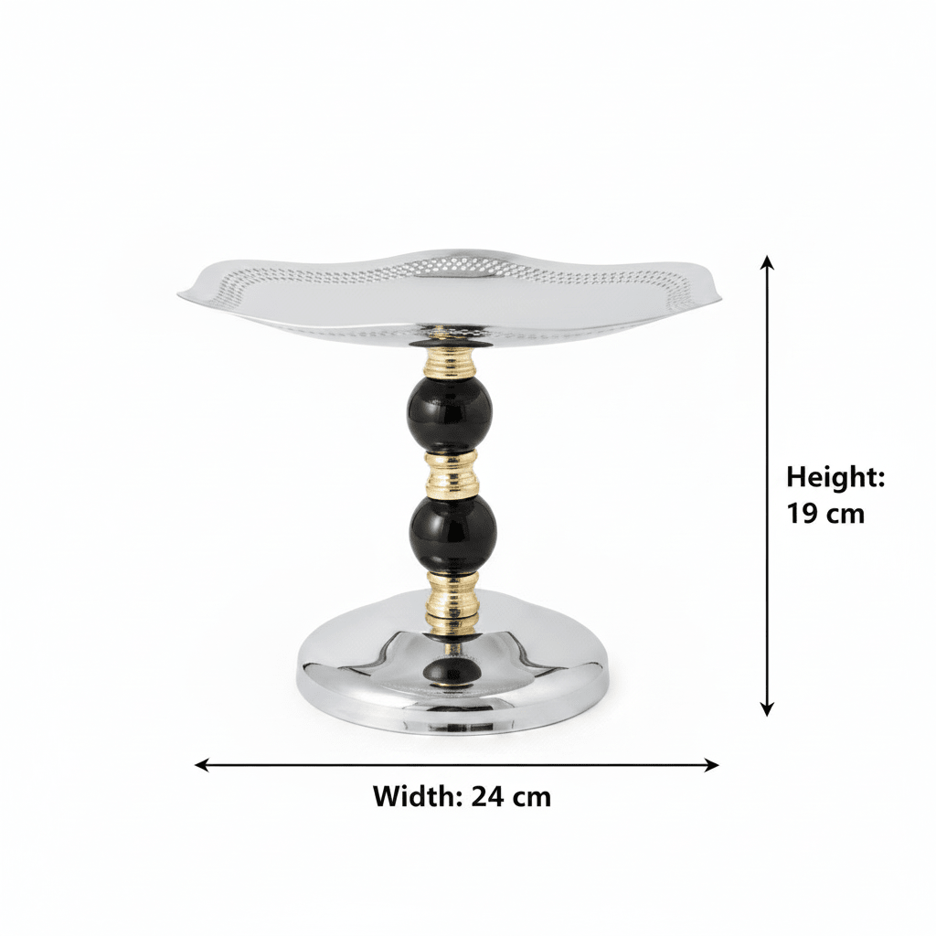 Black & Gold Footed Silver Metal Candy Tray - 19×24cm - Al Kabayel Discount CentreBlack & Gold Footed Silver Metal Candy Tray - 19×24cmServing TraysAKDCAl Kabayel Discount Centre