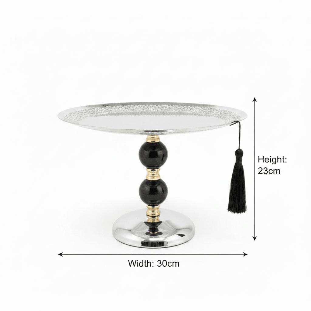 Black & Gold Footed Silver Metal Candy Tray – 23×30cm - Al Kabayel Discount CentreBlack & Gold Footed Silver Metal Candy Tray – 23×30cmServing TraysAKDCAl Kabayel Discount Centre