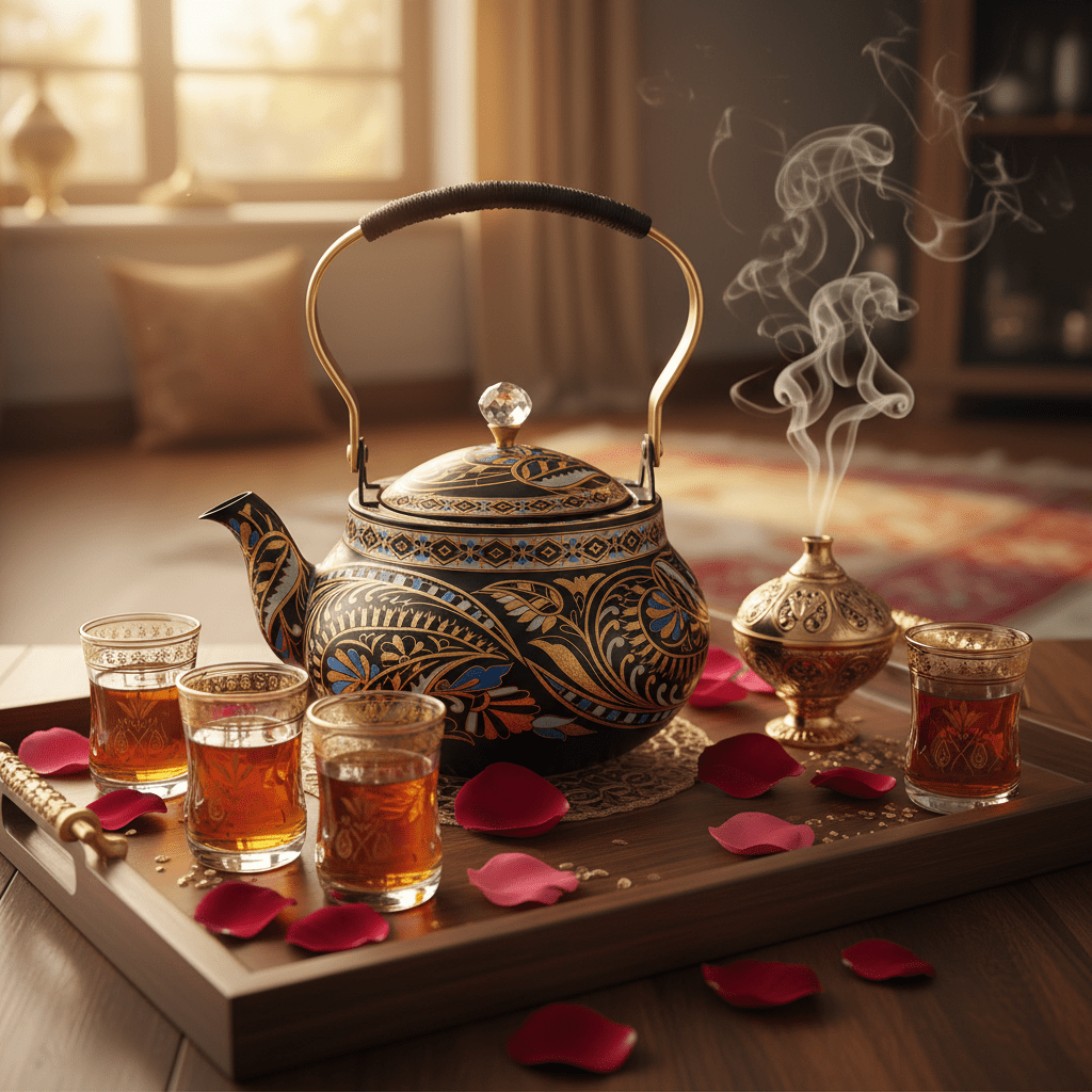 Black & Gold Ornate Metal Tea Kettle 1.5L | Elegant Crystal Knob Lid | Luxury Arabic Hospitality Teapot with Floral Paisley Design - Al Kabayel Discount CentreBlack & Gold Ornate Metal Tea Kettle 1.5L | Elegant Crystal Knob Lid | Luxury Arabic Hospitality Teapot with Floral Paisley DesignTea/Coffee PotsAKDCAl Kabayel Discount Centre