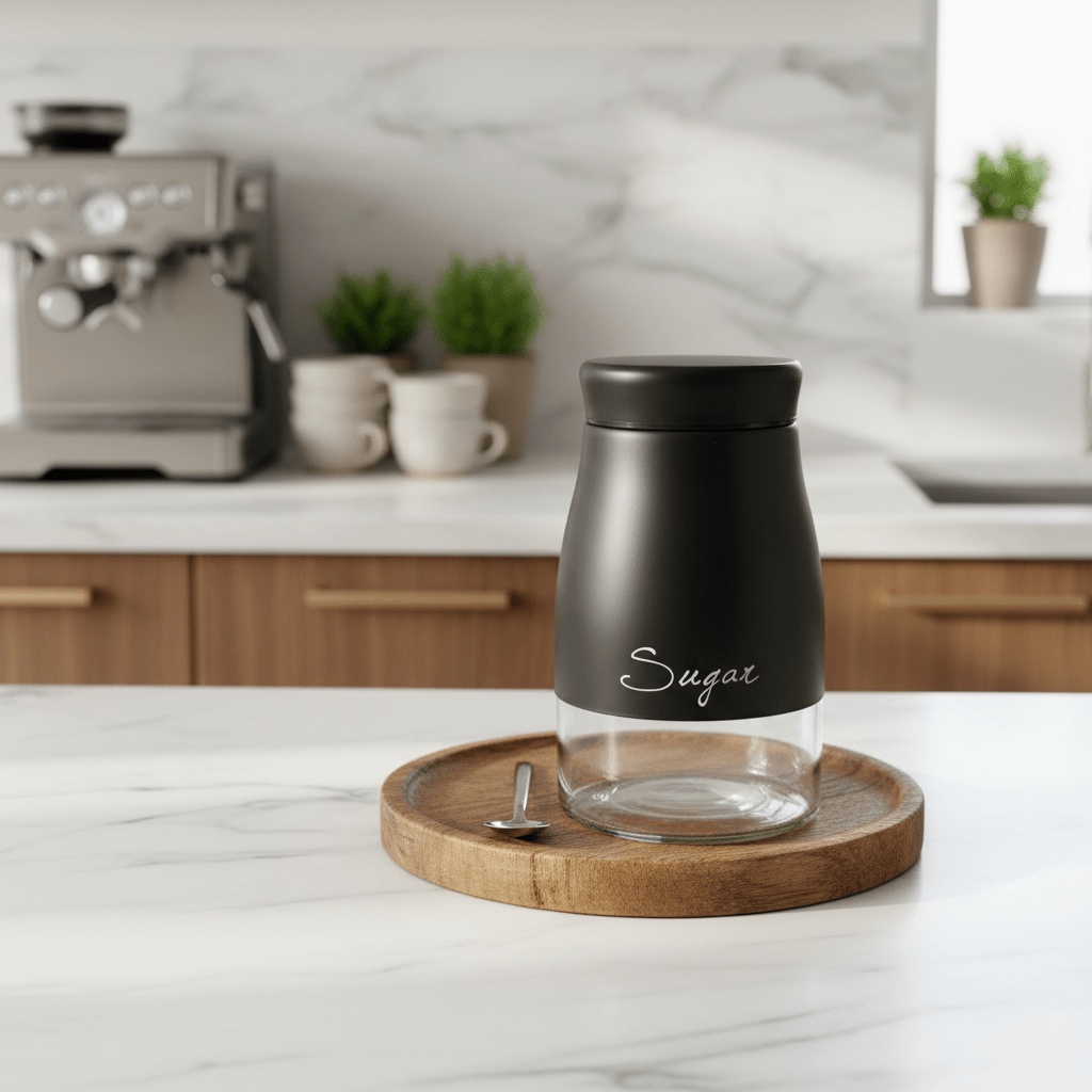 Black Matte Metal & Glass Storage Canister — 1 Litre - Al Kabayel Discount CentreBlack Matte Metal & Glass Storage Canister — 1 LitreJars & Food SaversAKDCAl Kabayel Discount Centre