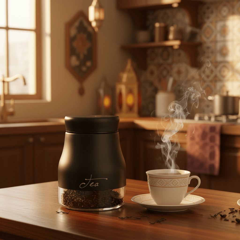 Black Matte Metal & Glass Tea Canister — 750ml | Airtight Storage Jar - Al Kabayel Discount CentreBlack Matte Metal & Glass Tea Canister — 750ml | Airtight Storage JarJars & Food SaversAKDCAl Kabayel Discount Centre
