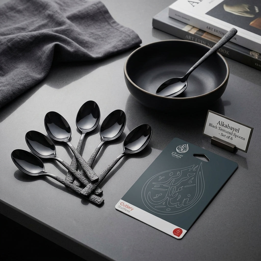 Black Stainless Steel Spoon Set of 6 - 20cm - Al Kabayel Discount CentreBlack Stainless Steel Spoon Set of 6 - 20cmSpoonsAKDCAl Kabayel Discount Centre