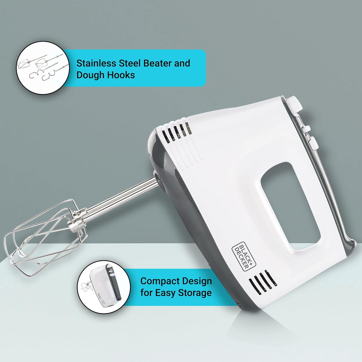 Black+Decker 300W Hand Mixer White M350 - B5 - Al Kabayel Discount CentreBlack+Decker 300W Hand Mixer White M350 - B5Food & Drink AppliancesBLACK+DECKERAl Kabayel Discount Centre