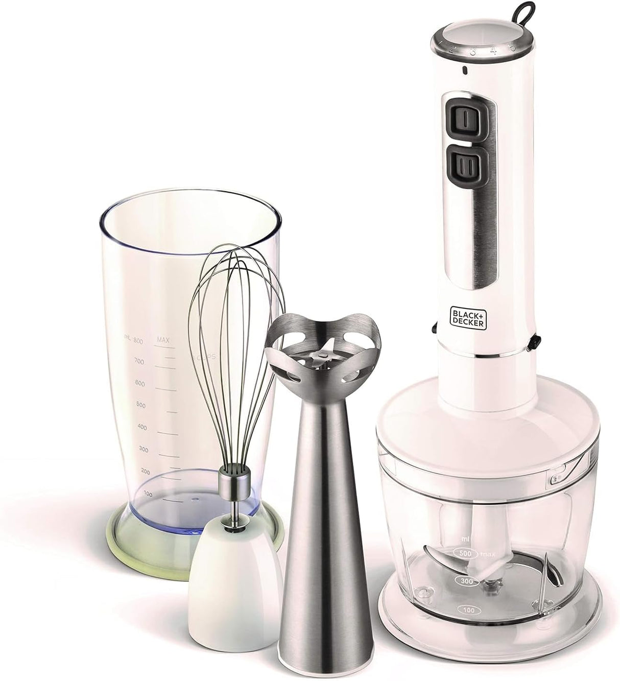 BLACK+DECKER 400W 4 - in - 1 Hand Blender SB4000 - B5 – Stainless Steel Stem Stick Blender with Chopper Bowl, Whisk & Beaker, Multi - Purpose Food Processor for Kitchen Needs - Al Kabayel Discount CentreBLACK+DECKER 400W 4 - in - 1 Hand Blender SB4000 - B5 – Stainless Steel Stem Stick Blender with Chopper Bowl, Whisk & Beaker, Multi - Purpose Food Processor for Kitchen NeedsFood & Drink AppliancesBLACK+DECKERAl Kabayel Discount Centre