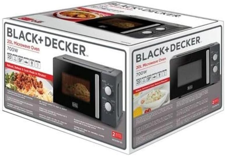 BLACK+DECKER Microwave Oven, 20L, 700W Power, 30 - Min Timer, Rotary Dial Control, Chrome Finish Knobs, 5 Power Levels for Precise Cooking, Compact Design for Kitchens, Black - MZ2015P - B5 - Al Kabayel Discount CentreBLACK+DECKER Microwave Oven, 20L, 700W Power, 30 - Min Timer, Rotary Dial Control, Chrome Finish Knobs, 5 Power Levels for Precise Cooking, Compact Design for Kitchens, Black - MZ2015P - B5Food & Drink AppliancesBLACK+DECKERAl Kabayel Discount Centre
