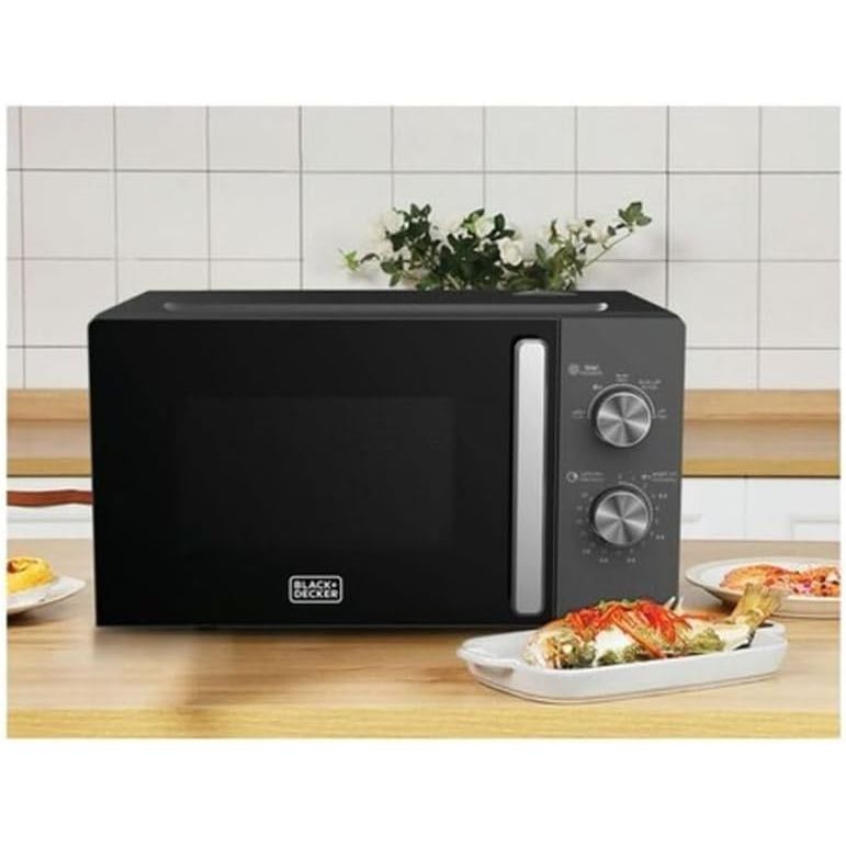 BLACK+DECKER Microwave Oven, 20L, 700W Power, 30 - Min Timer, Rotary Dial Control, Chrome Finish Knobs, 5 Power Levels for Precise Cooking, Compact Design for Kitchens, Black - MZ2015P - B5 - Al Kabayel Discount CentreBLACK+DECKER Microwave Oven, 20L, 700W Power, 30 - Min Timer, Rotary Dial Control, Chrome Finish Knobs, 5 Power Levels for Precise Cooking, Compact Design for Kitchens, Black - MZ2015P - B5Food & Drink AppliancesBLACK+DECKERAl Kabayel Discount Centre