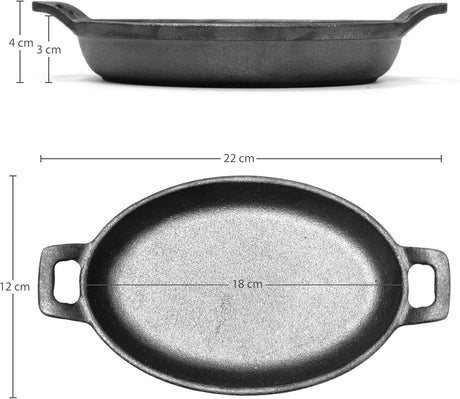 BLACKSTONE Cast Iron Skillet Compatible with Gas, Induction, Oven and Grill, Mini Oval Pan BC14129 18CM - Al Kabayel Discount CentreBLACKSTONE Cast Iron Skillet Compatible with Gas, Induction, Oven and Grill, Mini Oval Pan BC14129 18CMFrying Pans & SkilletsBLACKSTONEAl Kabayel Discount Centre