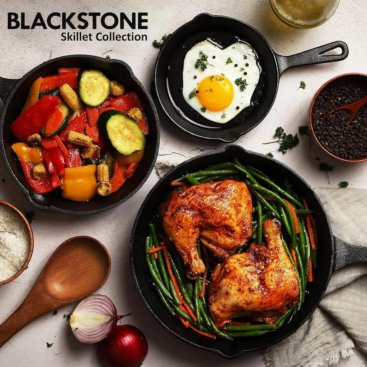 BLACKSTONE Cast Iron Skillet, Pre Seasoned Die Cast Iron Skillet, Compatible with Gas, Induction, Oven and Grill BC14101 (20cm) - Al Kabayel Discount CentreBLACKSTONE Cast Iron Skillet, Pre Seasoned Die Cast Iron Skillet, Compatible with Gas, Induction, Oven and Grill BC14101 (20cm)Frying Pans & SkilletsBLACKSTONEAl Kabayel Discount Centre