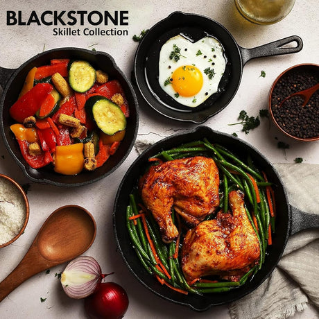 BLACKSTONE Cast Iron Skillet, Pre Seasoned Die Cast Iron Skillet, Compatible with Gas, Induction, Oven and Grill BC14101 (20cm) - Al Kabayel Discount CentreBLACKSTONE Cast Iron Skillet, Pre Seasoned Die Cast Iron Skillet, Compatible with Gas, Induction, Oven and Grill BC14101 (20cm)Frying Pans & SkilletsBLACKSTONEAl Kabayel Discount Centre