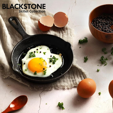 BLACKSTONE Cast Iron Skillet, Pre Seasoned Die Cast Iron Skillet, Compatible with Gas, Induction, Oven and Grill BC14101 (20cm) - Al Kabayel Discount CentreBLACKSTONE Cast Iron Skillet, Pre Seasoned Die Cast Iron Skillet, Compatible with Gas, Induction, Oven and Grill BC14101 (20cm)Frying Pans & SkilletsBLACKSTONEAl Kabayel Discount Centre