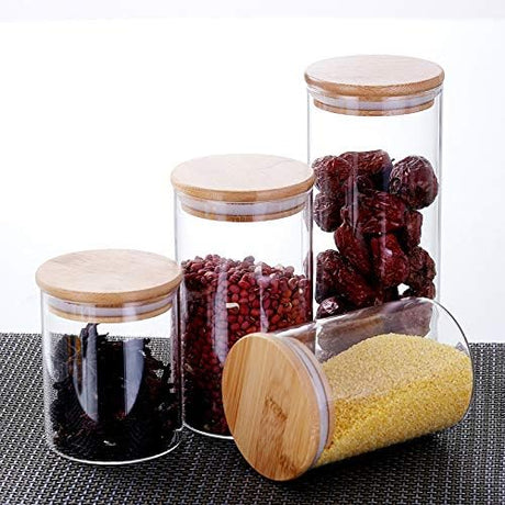 Blackstone Glass Jar Canister with Bamboo Lid Kitchen Air Tight Container YK4102 (550 ML) - Al Kabayel Dicount CenterBlackstone Glass Jar Canister with Bamboo Lid Kitchen Air Tight Container YK4102 (550 ML)glass jarblackstoneAl Kabayel Dicount Center