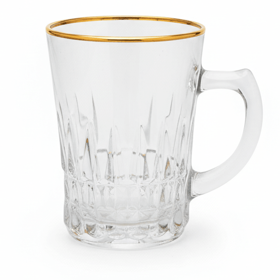 Blinkmax Elegant Glass Tea Mug with Gold Rim & Handle, Luxury Tea Cup 160ml - Al Kabayel Discount CentreBlinkmax Elegant Glass Tea Mug with Gold Rim & Handle, Luxury Tea Cup 160mlMugsBLINKMAXAl Kabayel Discount Centre