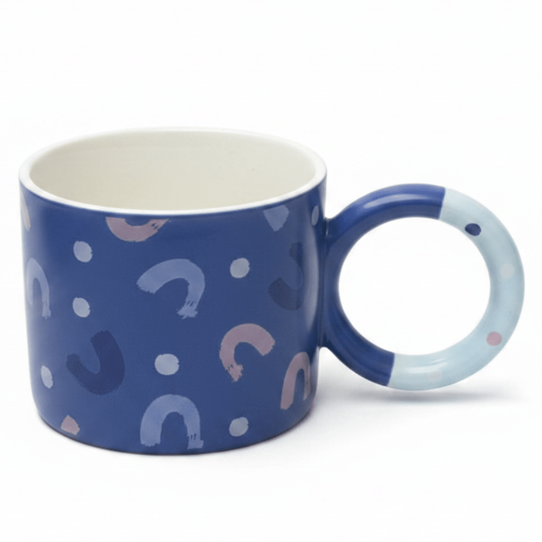 Blue Crescent Ceramic Mug 380ml | Elegant Ring Handle | Artisan Coffee & Tea Mug - Al Kabayel Discount CentreBlue Crescent Ceramic Mug 380ml | Elegant Ring Handle | Artisan Coffee & Tea MugMugsAKDCAl Kabayel Discount Centre
