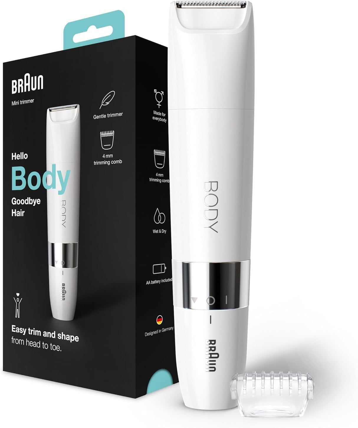 Braun Body Mini Trimmer BS1000, Electric Body Hair Removal for Everybody, for On - the - Go - Al Kabayel Discount CentreBraun Body Mini Trimmer BS1000, Electric Body Hair Removal for Everybody, for On - the - GoTrimmerBRAUNAl Kabayel Discount Centre