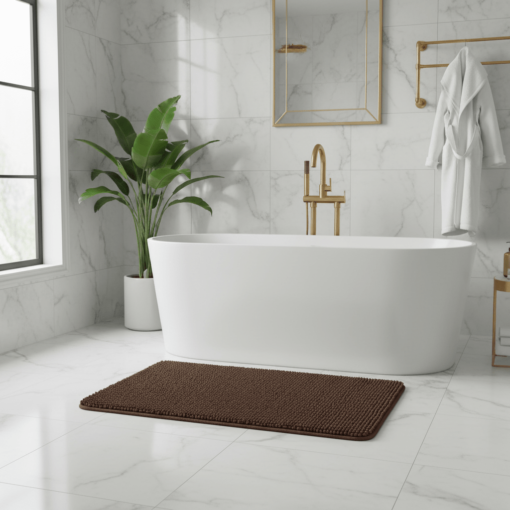 Brown Chenille Bath Mat Non-Slip Rubber Back - 80×100 cm - Al Kabayel Discount CentreBrown Chenille Bath Mat Non-Slip Rubber Back - 80×100 cmDoormatsAKDCAl Kabayel Discount Centre