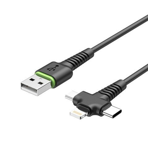 BUDI 3 in 1 Charge/Sync Cable, iPhone , Type - C and Micro USB, 20cm - Al Kabayel Discount CentreBUDI 3 in 1 Charge/Sync Cable, iPhone , Type - C and Micro USB, 20cmCords & AdaptersBUDIAl Kabayel Discount Centre