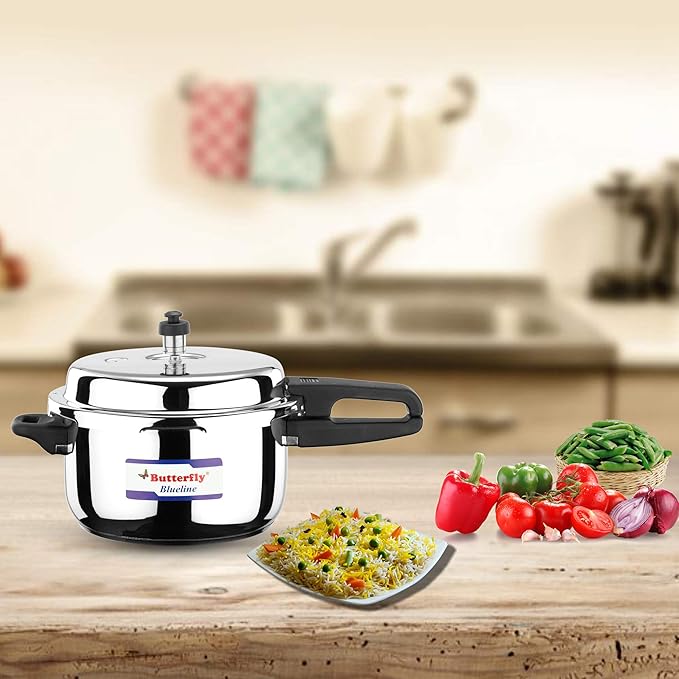 Butterfly Blue Line Stainless Steel Pressure Cooker, 5 - Liter - Al Kabayel Discount CentreButterfly Blue Line Stainless Steel Pressure Cooker, 5 - LiterPressure CookersBUTTERFLYAl Kabayel Discount Centre