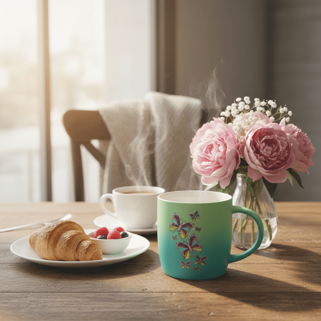 Butterfly Ceramic Mug – Blue & Green Gradient | 350ml - Al Kabayel Discount CentreButterfly Ceramic Mug – Blue & Green Gradient | 350mlMugsAKDCAl Kabayel Discount Centre