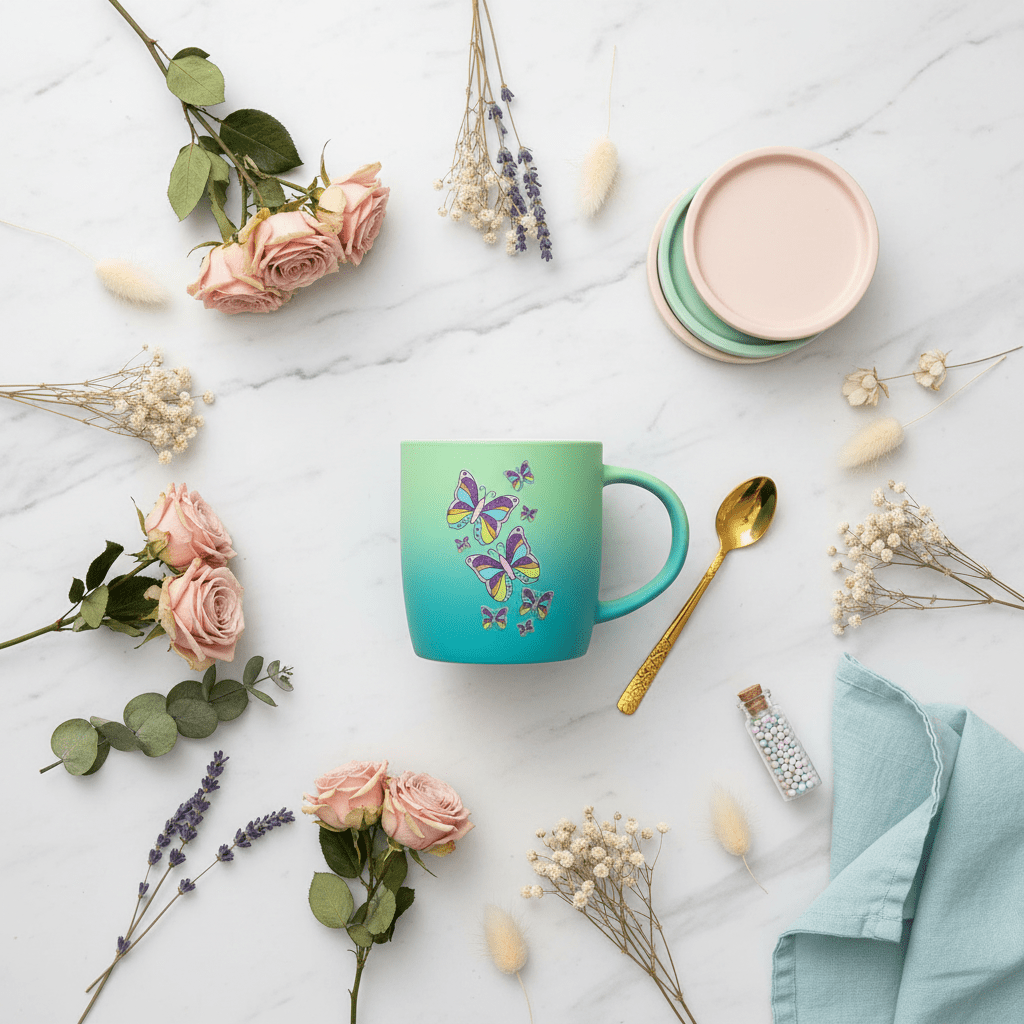 Butterfly Ceramic Mug – Blue & Green Gradient | 350ml - Al Kabayel Discount CentreButterfly Ceramic Mug – Blue & Green Gradient | 350mlMugsAKDCAl Kabayel Discount Centre