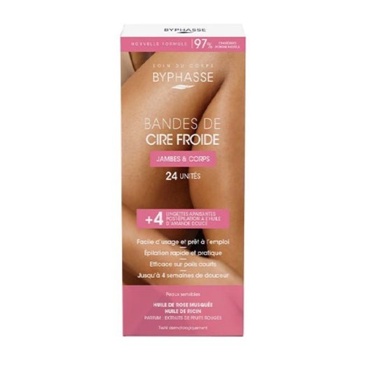 Byphasse Cold Wax Strips Legs & Body For Sensitive Skin (24 Strips + 4 Wipes) - Al Kabayel Discount CentreByphasse Cold Wax Strips Legs & Body For Sensitive Skin (24 Strips + 4 Wipes)Personal Care & Styling ToolsBYPHASSEAl Kabayel Discount Centre