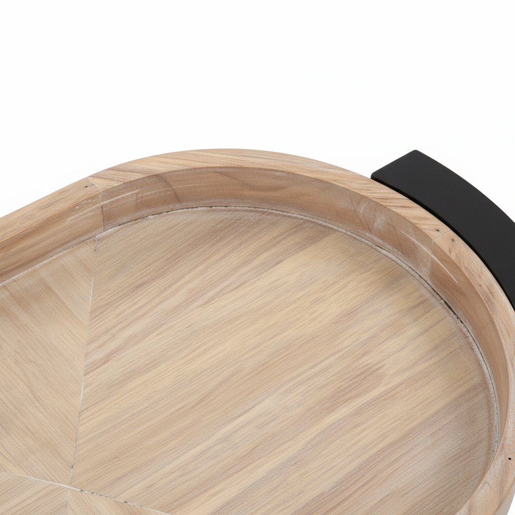 Luhpar Wooden Tray with Black Metal Handles - 48×30cm