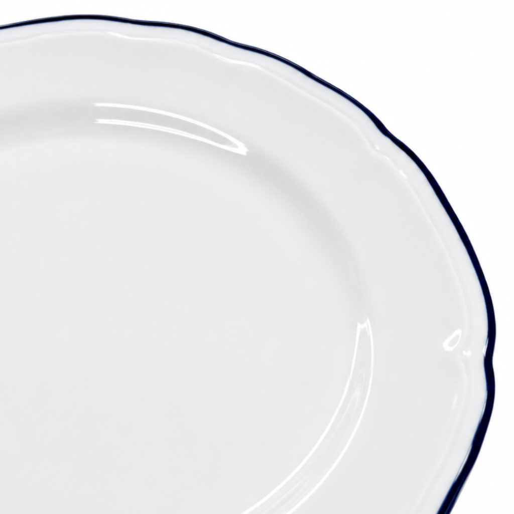 Luhpar Ceramic Dinner Plate White with Blue Rim - 26.8 cm