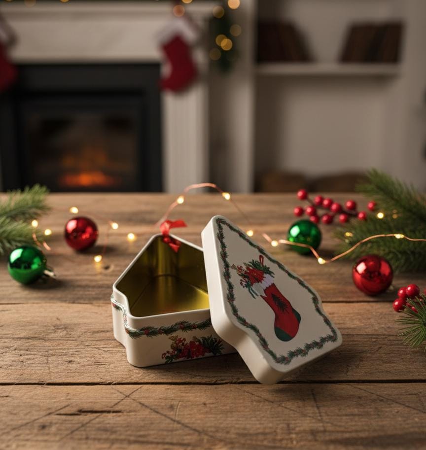 AKDC 13cm White Candy Box Home Shape | Christmas Gift Storage Box with Socks Design