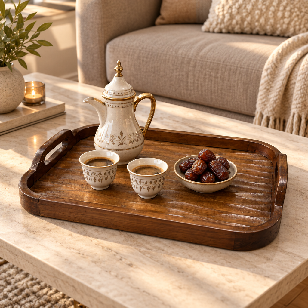 Luhpar Rectangular Wooden Serving Tray with Handles – 40×26cm