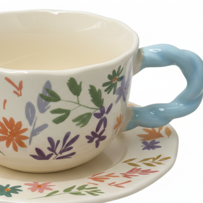 Ceramic Cup and Saucer Set Cream - 300ml