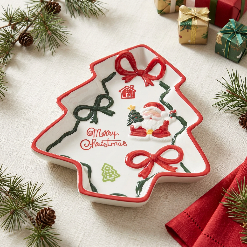 Ceramic Christmas Tree Candy Tray - 26×20cm