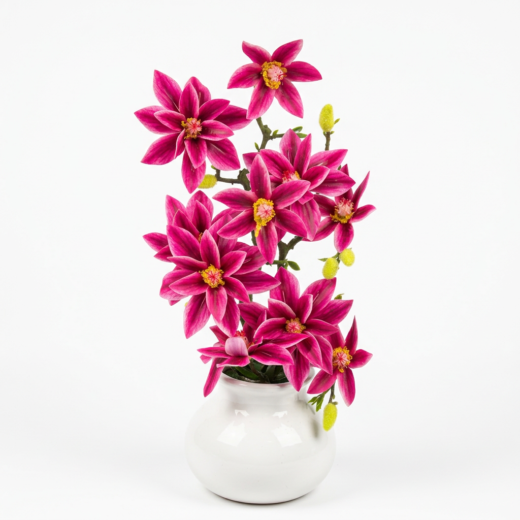 Artificial Orchid Plant in Ceramic Vase Magenta Pink – 40cm