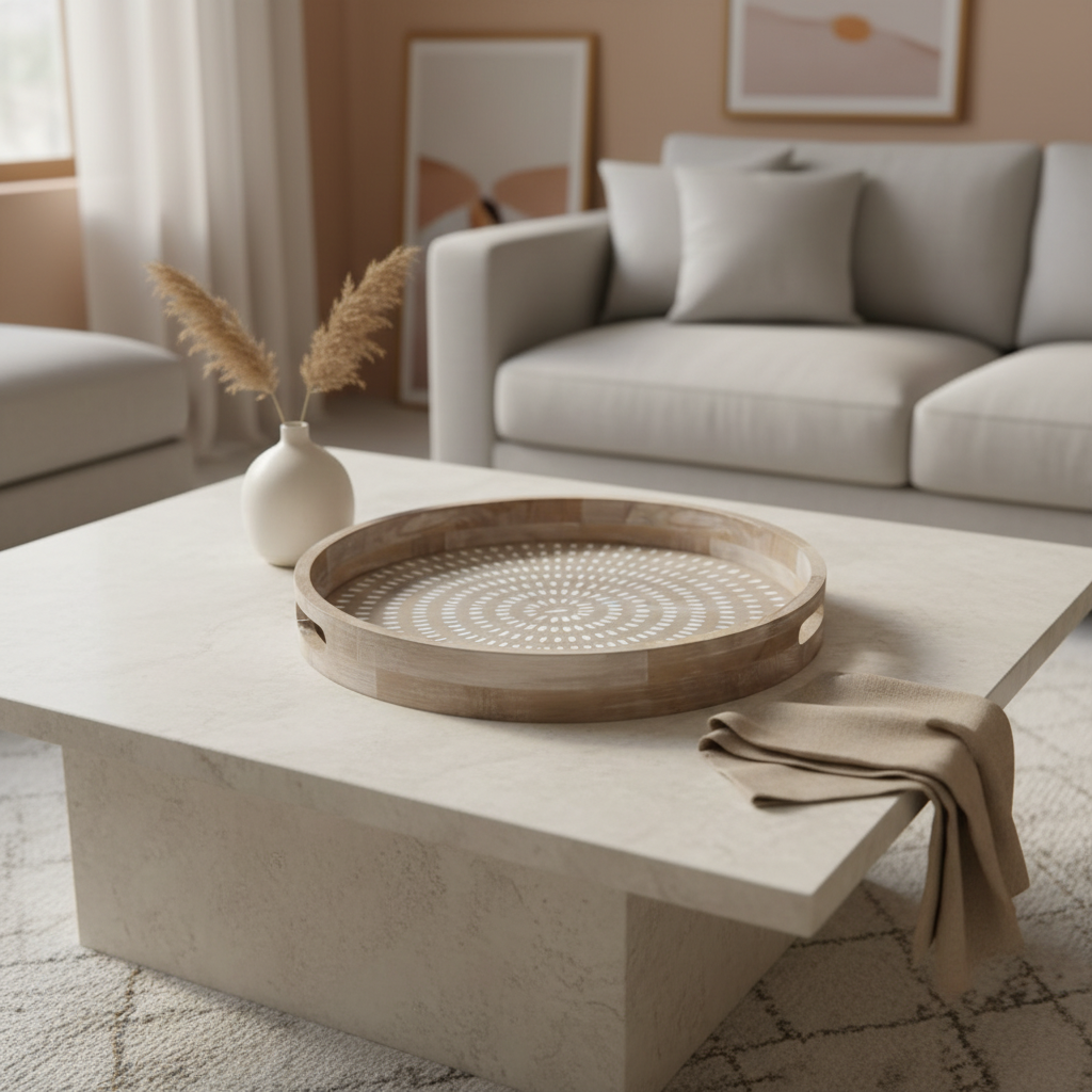 Luhpar Round Wooden Tray - 40cm