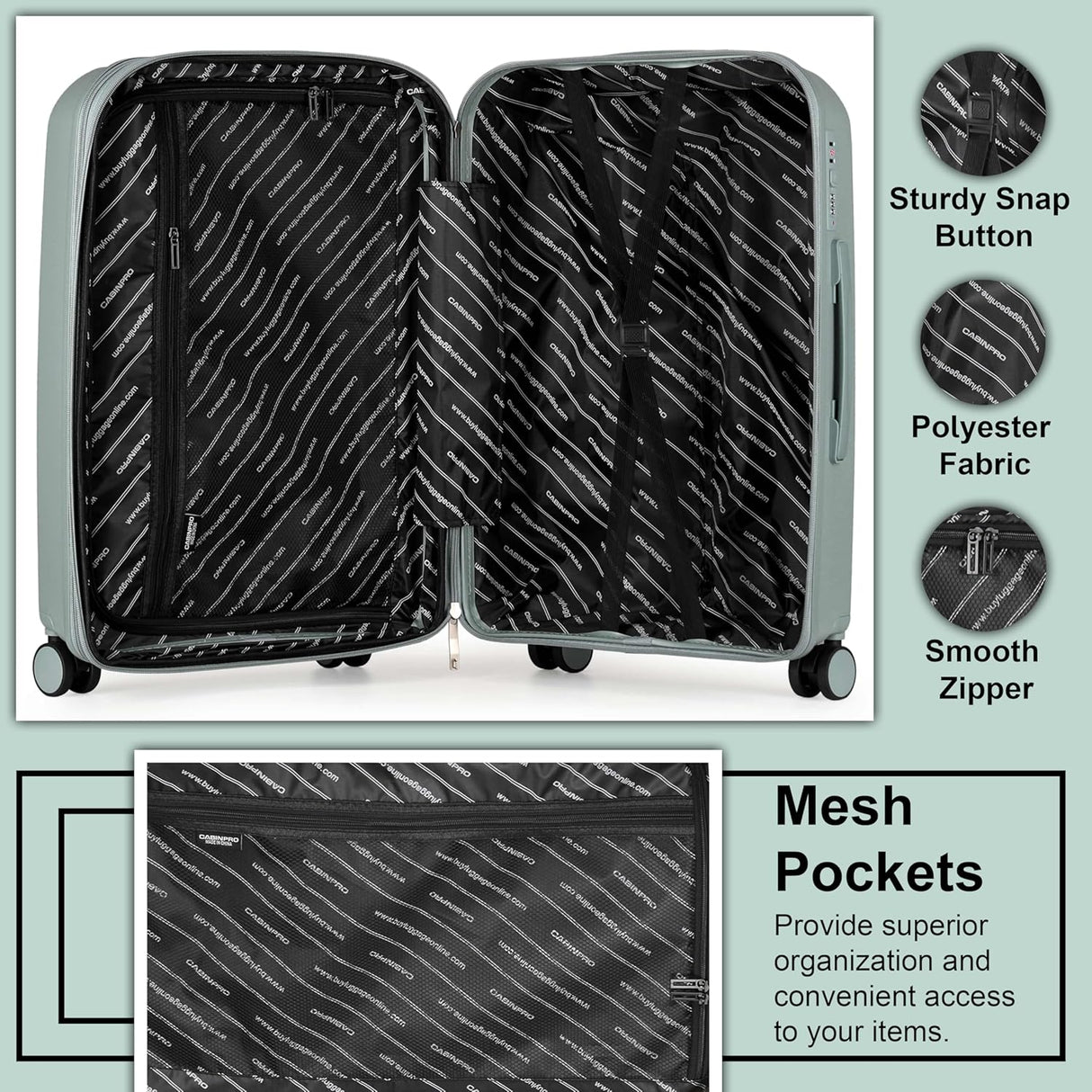 Cabinpro CP003 Expandable PP Hard - Shell Luggage – Lightweight 20 - Inch Spinner Suitcase, Army Green - Al Kabayel Discount CentreCabinpro CP003 Expandable PP Hard - Shell Luggage – Lightweight 20 - Inch Spinner Suitcase, Army GreenCabin LuggageCABINPROAl Kabayel Discount Centre