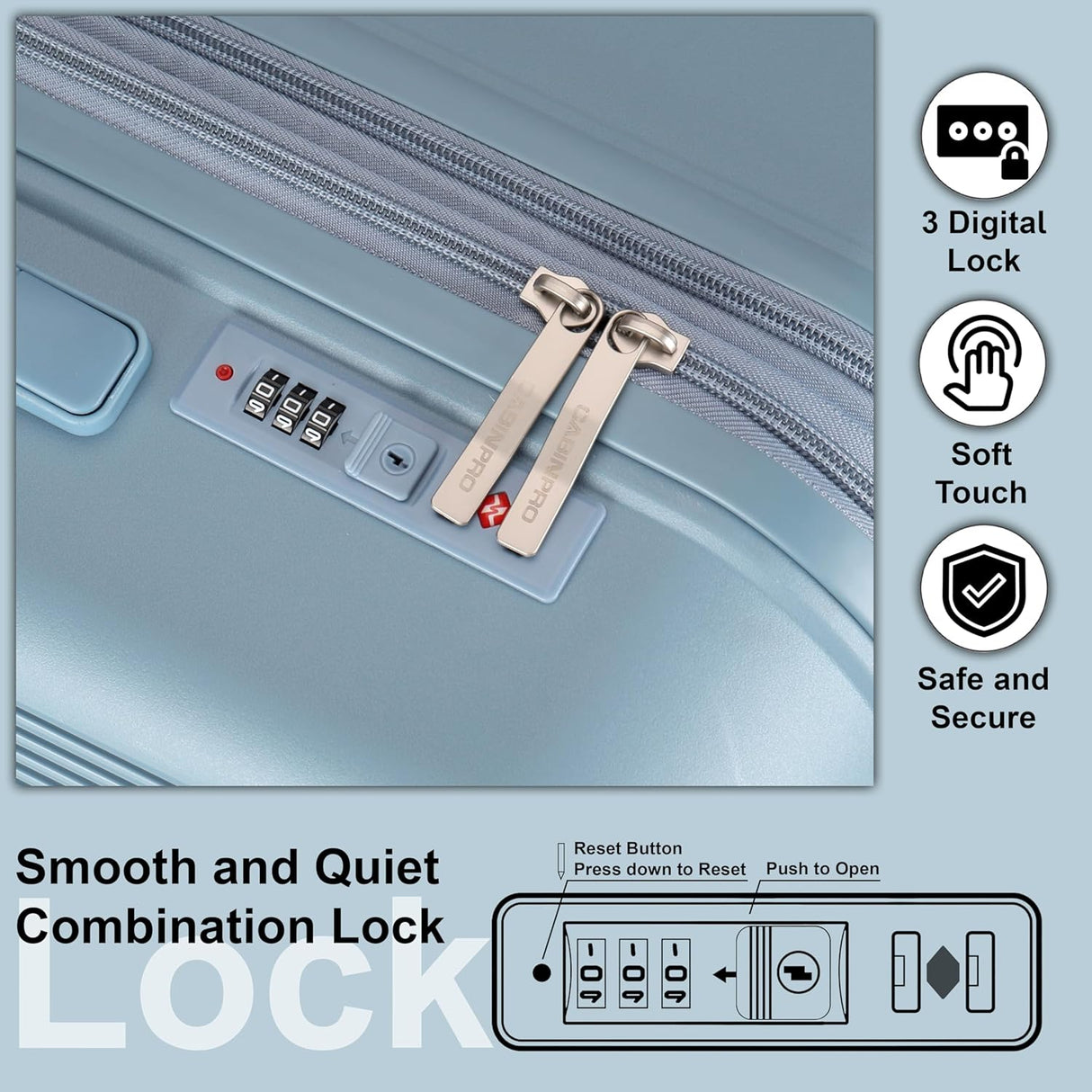 Cabinpro CP003 Expandable PP Hard - Shell Luggage – Lightweight 20 - Inch Spinner Suitcase, Gray Blue - Al Kabayel Discount CentreCabinpro CP003 Expandable PP Hard - Shell Luggage – Lightweight 20 - Inch Spinner Suitcase, Gray BlueCabin LuggageCABINPROAl Kabayel Discount Centre