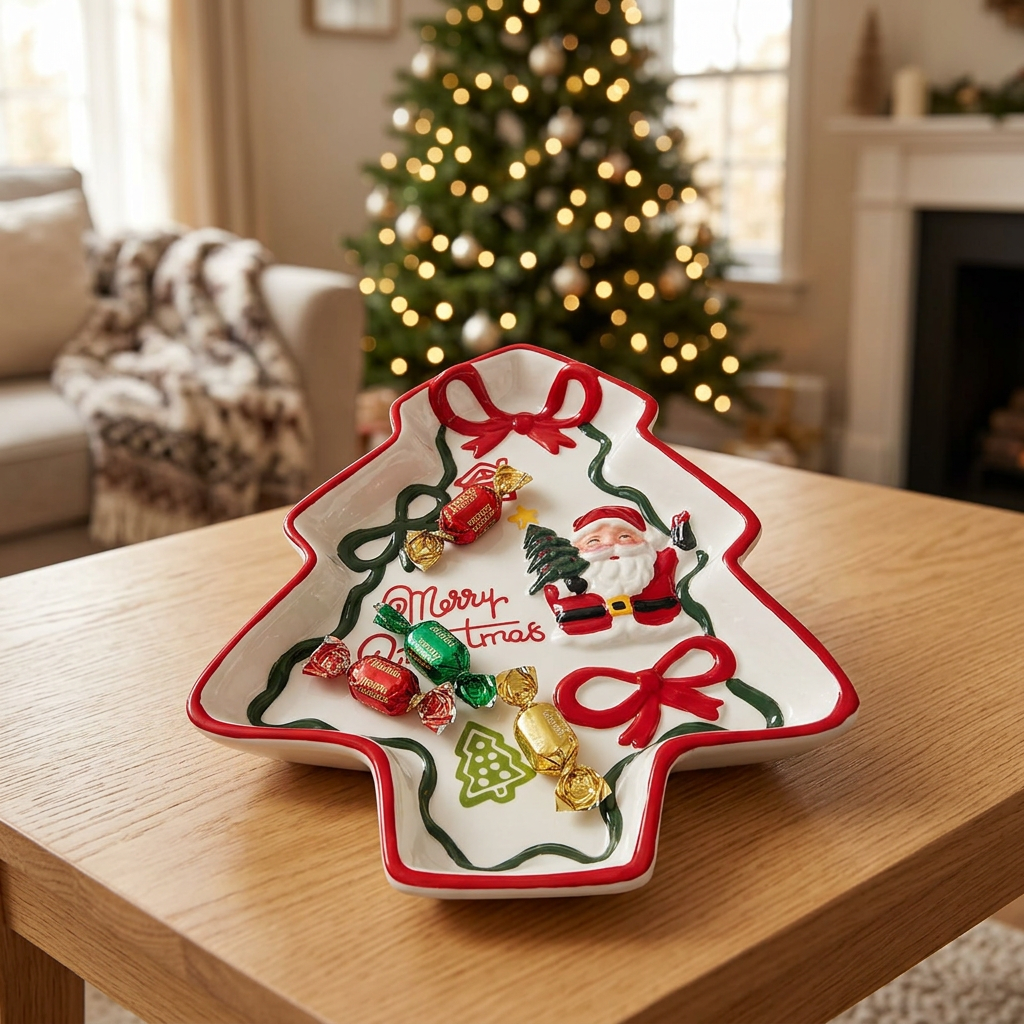 Ceramic Christmas Tree Candy Tray - 23×18cm