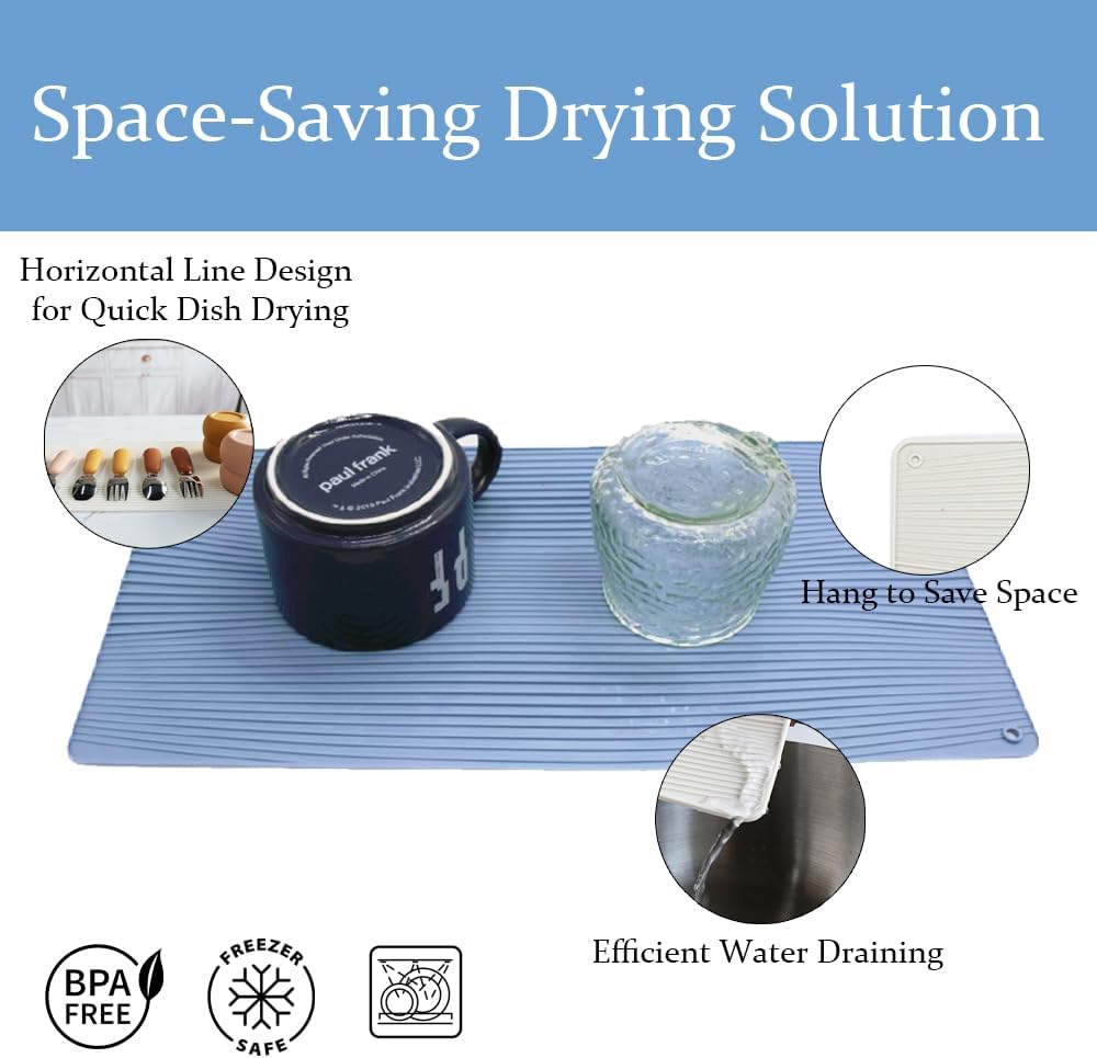 CASASUNCO Silicone Drying Mat 39.4cmx 19.6cm, Blue - Al Kabayel Discount CentreCASASUNCO Silicone Drying Mat 39.4cmx 19.6cm, BlueCookware AccessoriesCASASUNCOAl Kabayel Discount Centre