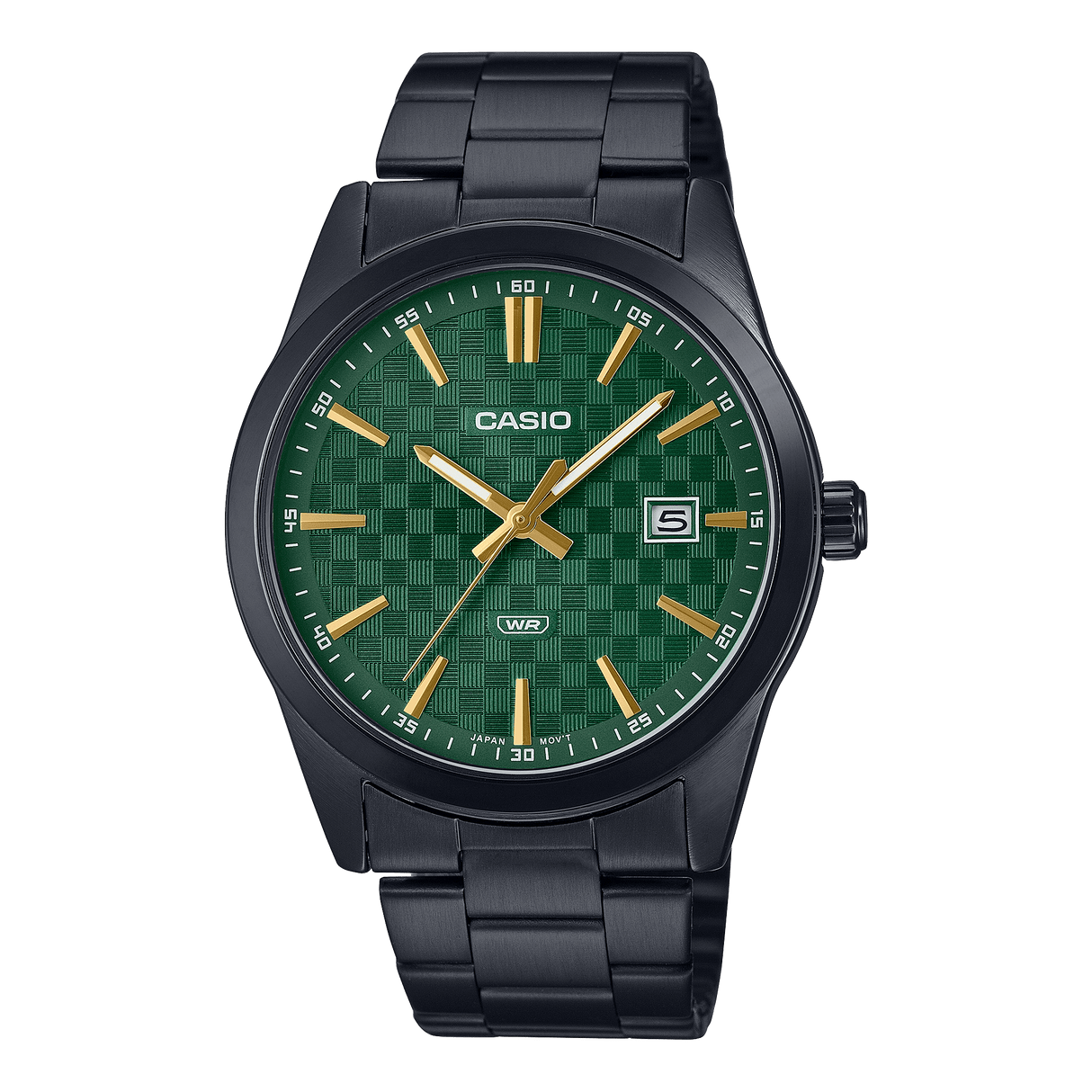 Casio Men's MTP - VD03B - 3A Analog Watch with Green Dial and Black Stainless Steel Band - Al Kabayel Discount CentreCasio Men's MTP - VD03B - 3A Analog Watch with Green Dial and Black Stainless Steel BandWatchesCASIOAl Kabayel Discount Centre