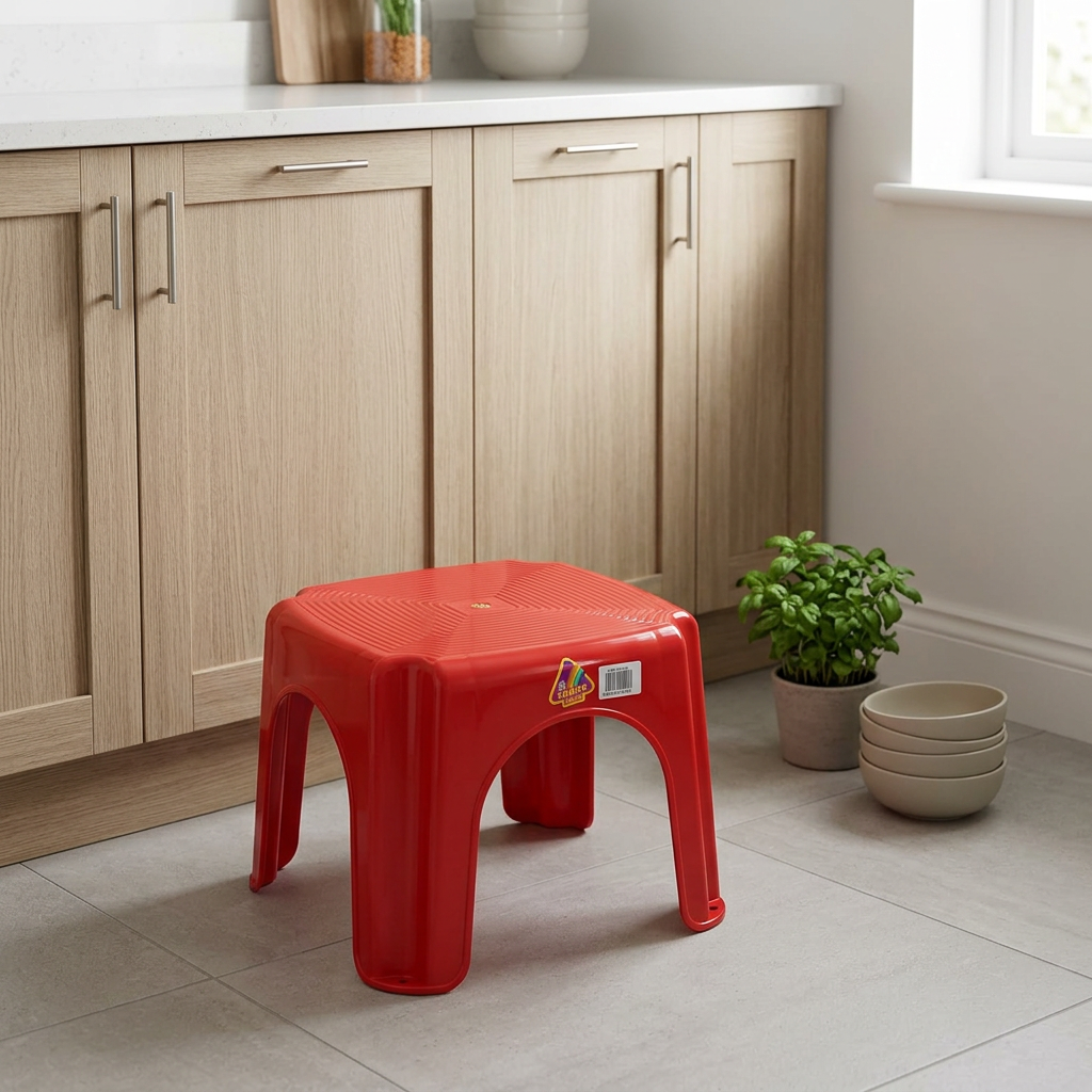 Family Plastic Stool Red – 25×30cm