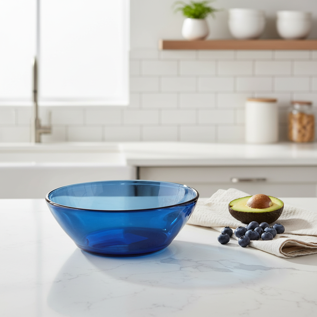 Borosil Tinted Glass Bowl Blue - 7 Inch