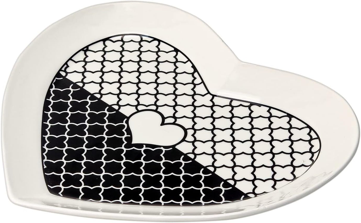 Ceramic Heart Shape Cookies Plate Lovely Design Texture in Black & White Snacks Plates Dinner Fruits Bowl Home D‚cor Dining Tableware Bowls Gift Lovers Girlfriend Wife (Snack Plate - 10" Inch) - Al Kabayel Discount CentreCeramic Heart Shape Cookies Plate Lovely Design Texture in Black & White Snacks Plates Dinner Fruits Bowl Home D‚cor Dining Tableware Bowls Gift Lovers Girlfriend Wife (Snack Plate - 10" Inch)Al Kabayel Discount CenterAl Kabayel Discount Centre