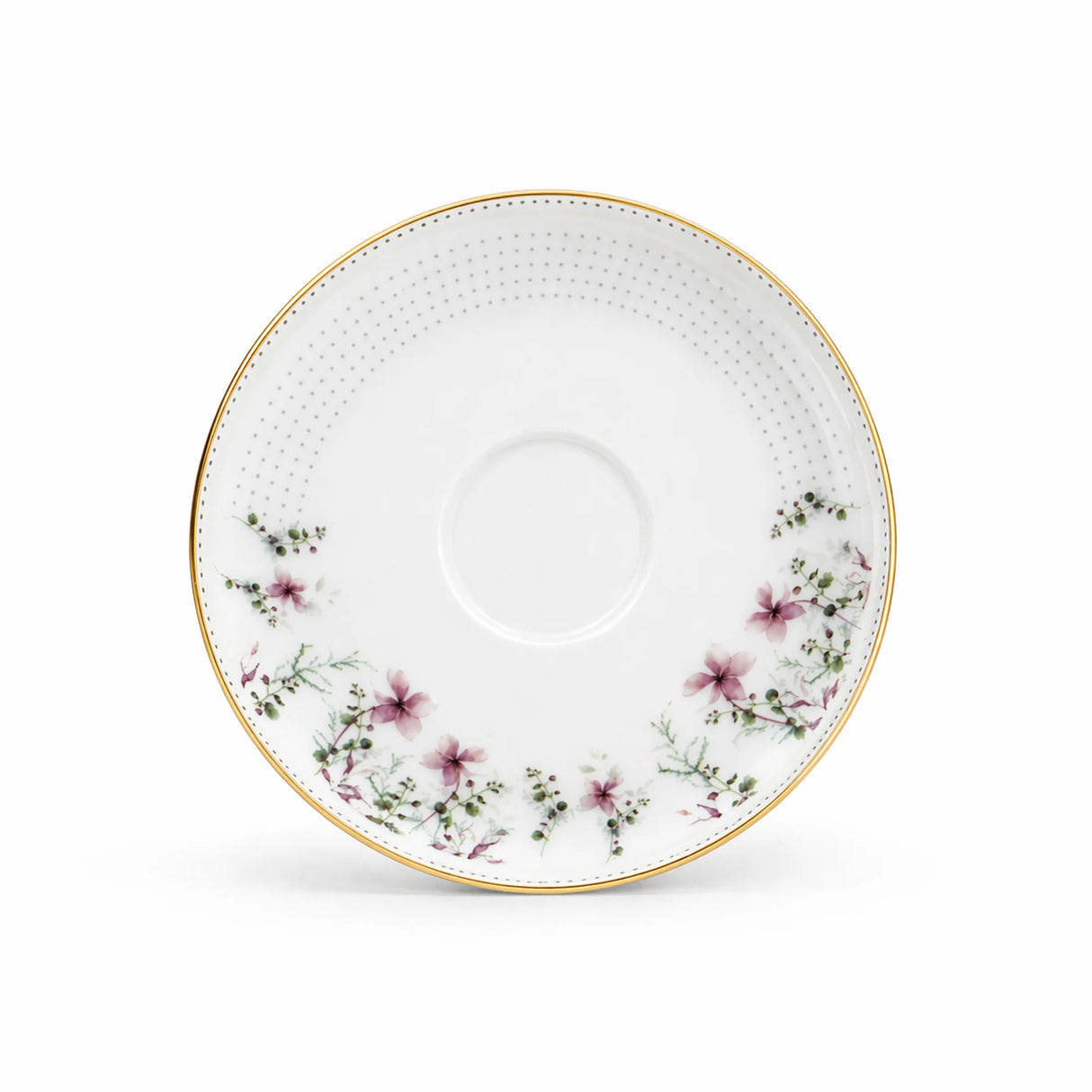 ABL GP-154 Glass Tea Cup & Saucer Set – 12 Pieces – Clear Glass with Gold Rim & Floral Saucer Elegant Tea Set