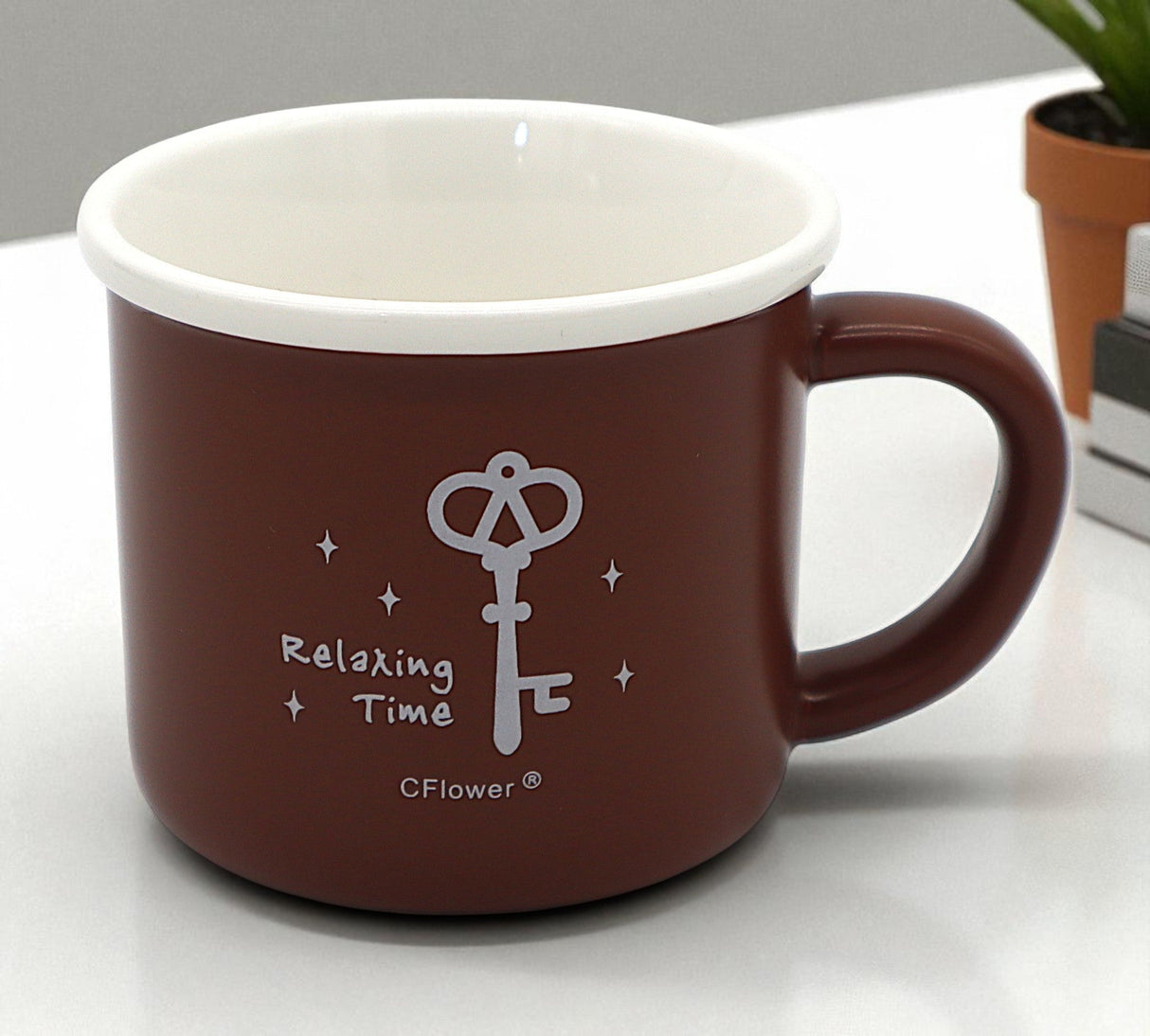 CFLOWER Porcelain Mug 400ml – Dark Brown Relaxing Time Theme Cup, Elegant Gift Choice for Coffee and Tea Lovers - Al Kabayel Discount CentreCFLOWER Porcelain Mug 400ml – Dark Brown Relaxing Time Theme Cup, Elegant Gift Choice for Coffee and Tea LoversMugsCFLOWERAl Kabayel Discount Centre