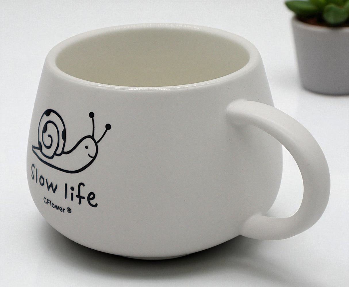CFLOWER Porcelain Mug 400ml – White Cup with Slow Life Snail Design, Relaxing and Minimalist Coffee Mug for Daily Comfort - Al Kabayel Discount CentreCFLOWER Porcelain Mug 400ml – White Cup with Slow Life Snail Design, Relaxing and Minimalist Coffee Mug for Daily ComfortMugsCFLOWERAl Kabayel Discount Centre