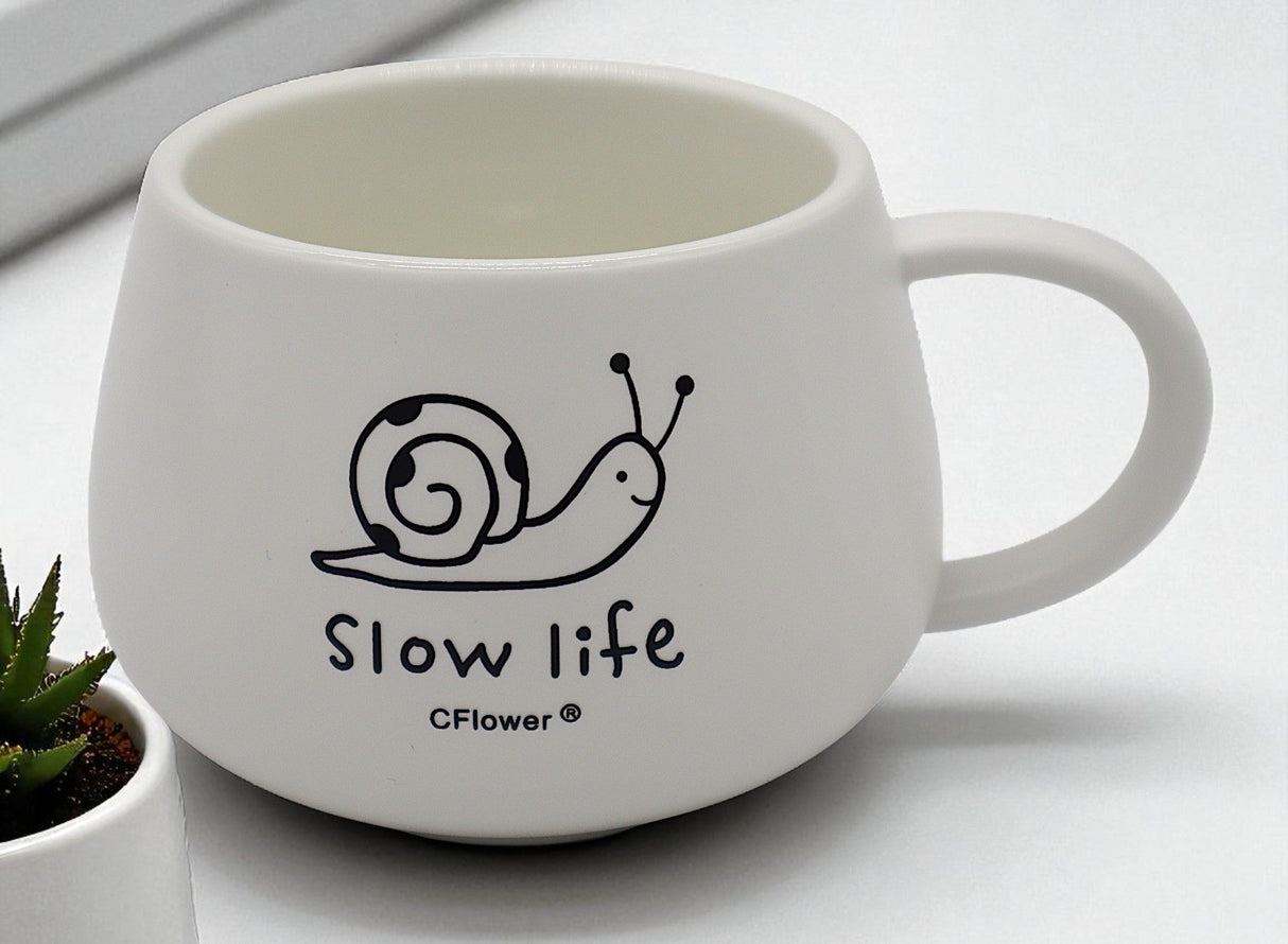 CFLOWER Porcelain Mug 400ml – White Cup with Slow Life Snail Design, Relaxing and Minimalist Coffee Mug for Daily Comfort - Al Kabayel Discount CentreCFLOWER Porcelain Mug 400ml – White Cup with Slow Life Snail Design, Relaxing and Minimalist Coffee Mug for Daily ComfortMugsCFLOWERAl Kabayel Discount Centre
